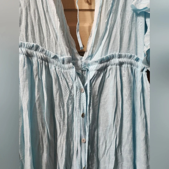 Boho Summer Front Button Flutter Sleeve Lounge Beach Coverup/Maxi Dress NEW - Picture 7 of 11